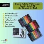 Brustro Artists Watercolour Pencils | Set of 72 Colors in Elegant tin Box |4mm Leads