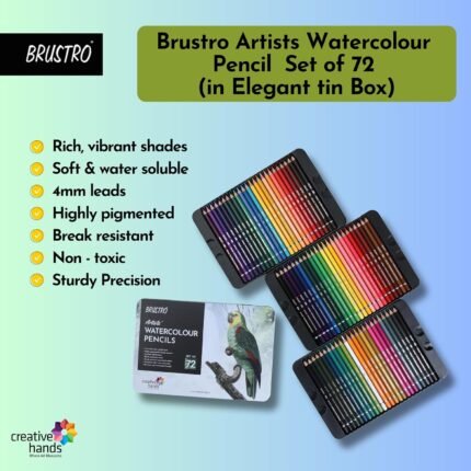 Brustro Artists Watercolour Pencils | Set of 72 Colors in Elegant tin Box |4mm Leads