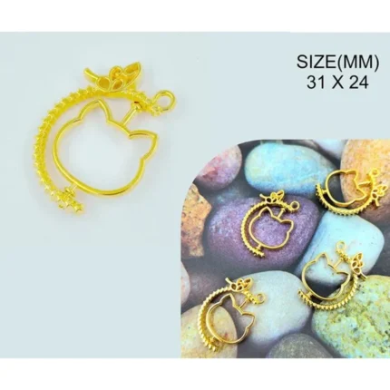 Gold Cat Rotating Pendant Bezels