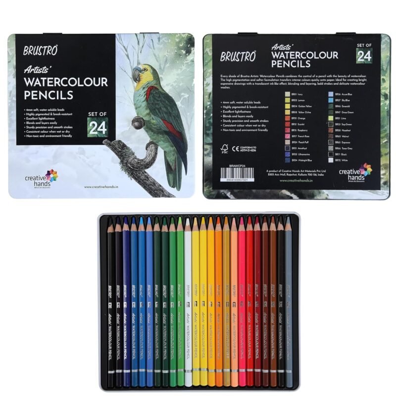 BRUSTRO Artists Watercolour Pencil |Set of 24 (in Elegant tin Box)