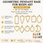 Gold Geometric Pendant Base Set for Resin Art – Mixed Shape Open Bezel Jewelry Making (Set of 10)