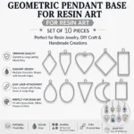 Silver Geometric Pendant Base Set for Resin Art – Mixed Shape Open Bezel Jewelry Making (Set of 10)