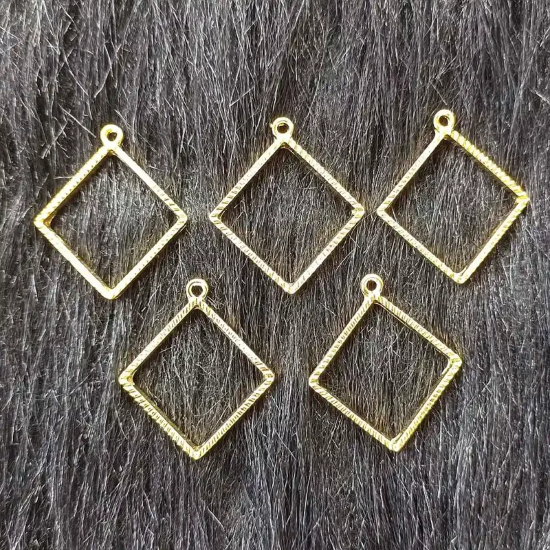 Gold Designer Square Pendant Bezels for Resin Art, UV Resin Jewelry Making