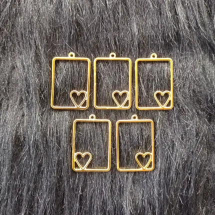 Gold Pendant Frame With Heart Bezels