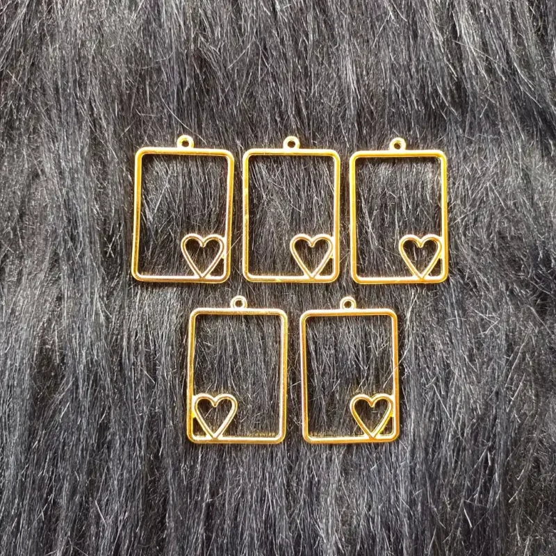 Gold Pendant Frame With Heart Bezels