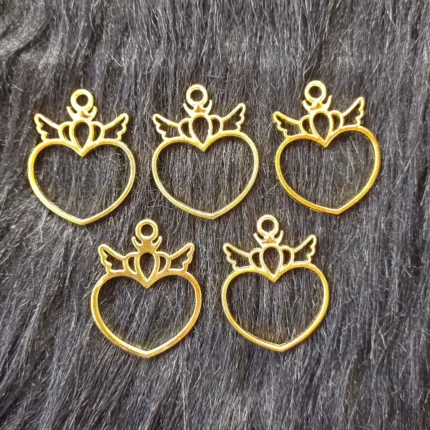 Gold Heart With Crown Bezels