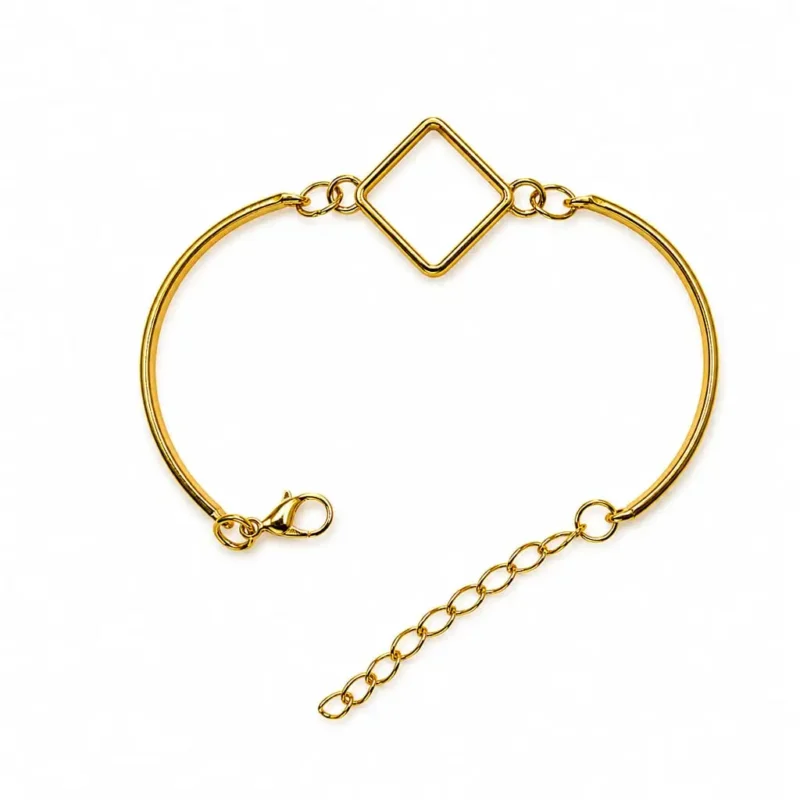 Diamond Shape Golden Bracelet Bezel for Resin Art