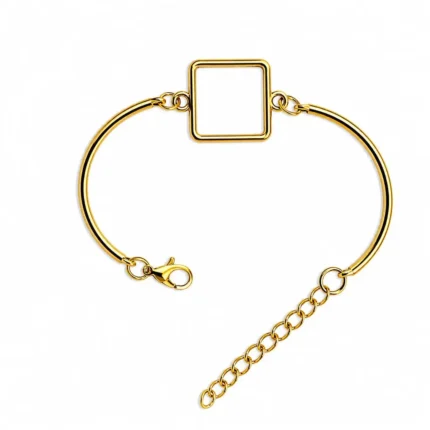 Square Shape Golden Bracelet Bezel for Resin Art