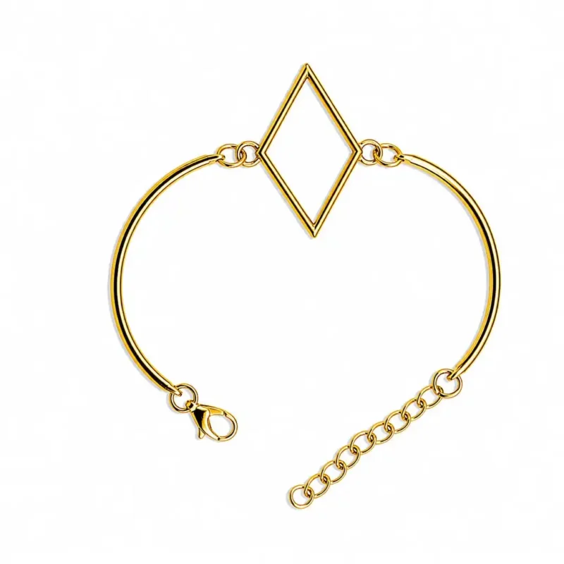 Rhombus Shape Golden Bracelet Bezel for Resin Art