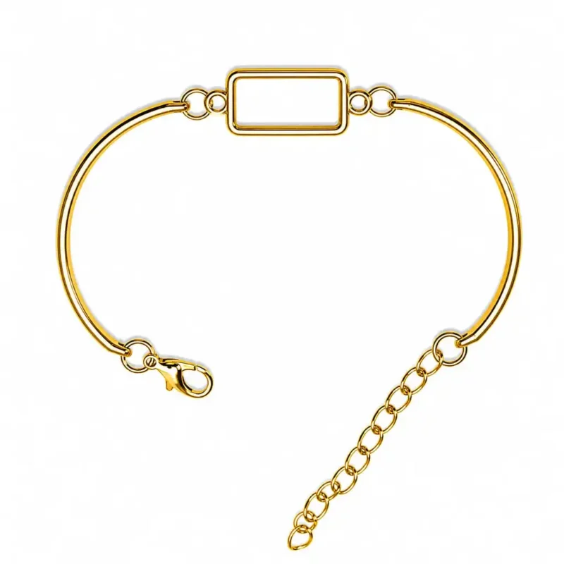Rectangle Shape Golden Bracelet Bezel for Resin Art