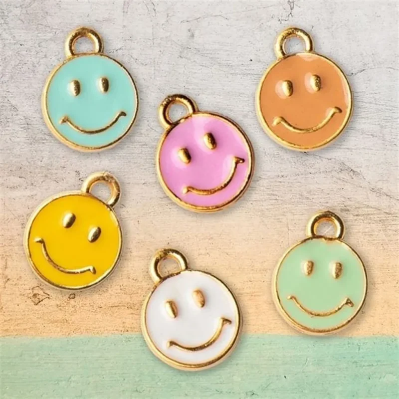 Round Smile Gold Jewellery Charms Set of 12