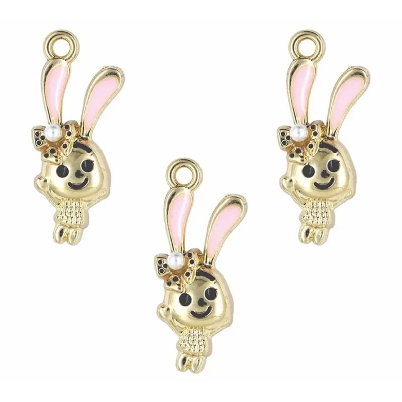 Cartoon Rabbit Enamel Pendant Charms Set of 5