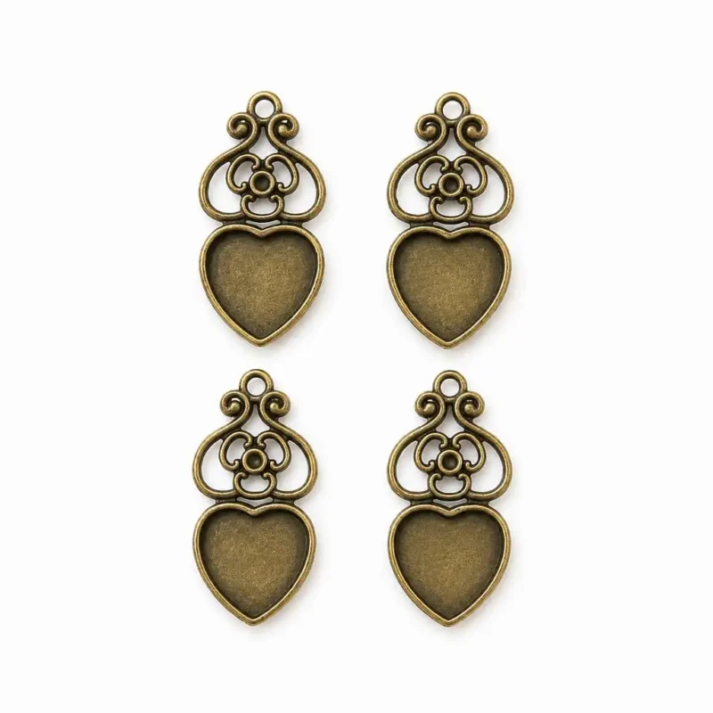 Antique Bronze Heart Bezel Frame for Resin Art Jewelry Making