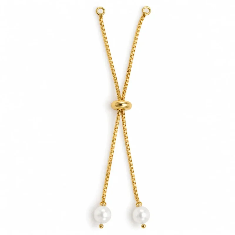 Adjustable Bracelet with White Round Pearl