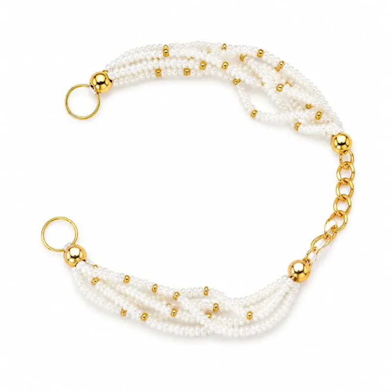 White Pearls Rakhi Bracelet – Elegant Pearl Rakhi for Brother with Adjustable