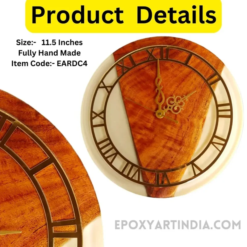 Diamond Series – Luxury Wooden Fusion Resin Wall Clock With Roman Ring