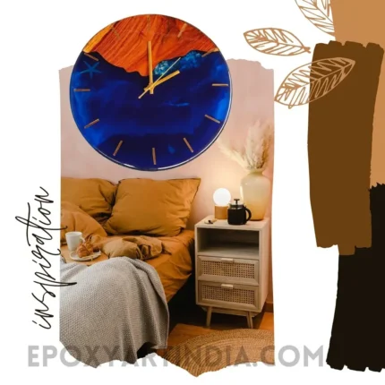 Diamond Series – Luxury Wooden Fusion Resin Wall Clock 15.5" | Ocean Theme with Curved Edges