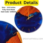 Diamond Series – Luxury Wooden Fusion Resin Wall Clock 15.5" | Ocean Theme with Curved Edges