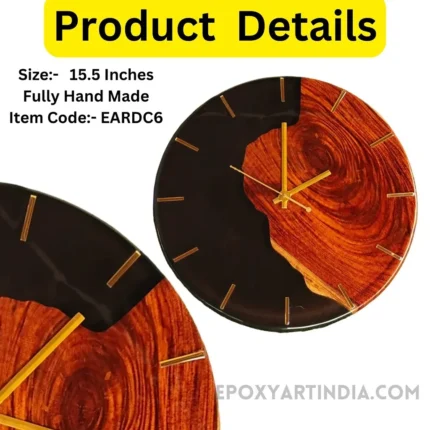 Diamond Series – Black Walnut Resin Wall Clock