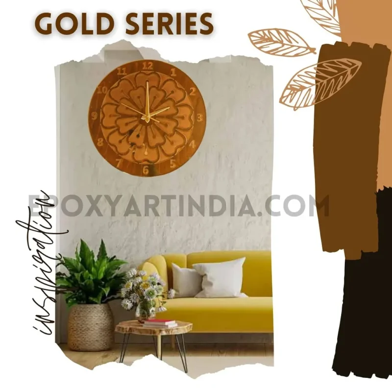 Gold Series – Royal Floral Wooden Wall Clock