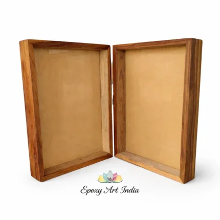 Premium Teakwood Varmala Preservation Frame with Acrylic Base & Floating Book Design