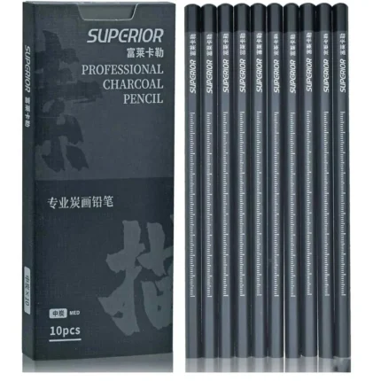 Superior Professional Charcoal Pencil Set of 10