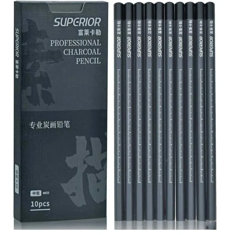 Superior Professional Charcoal Pencil Set of 10
