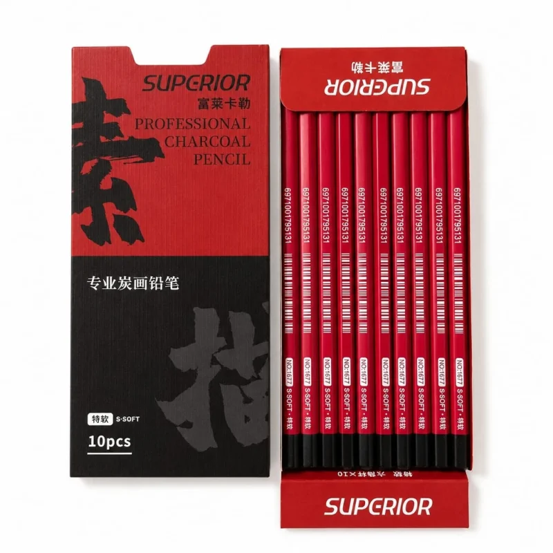 Superior Professional Charcoal Pencil Set of 10 – Super Soft