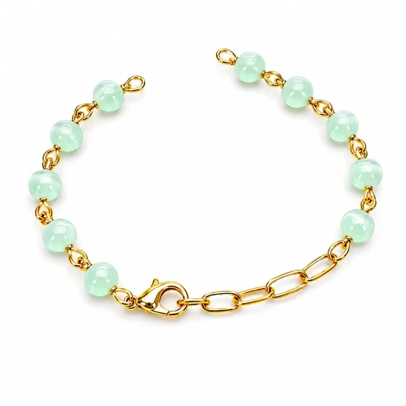 Mint Green Beaded Bracelet Chain for Jewelry Making