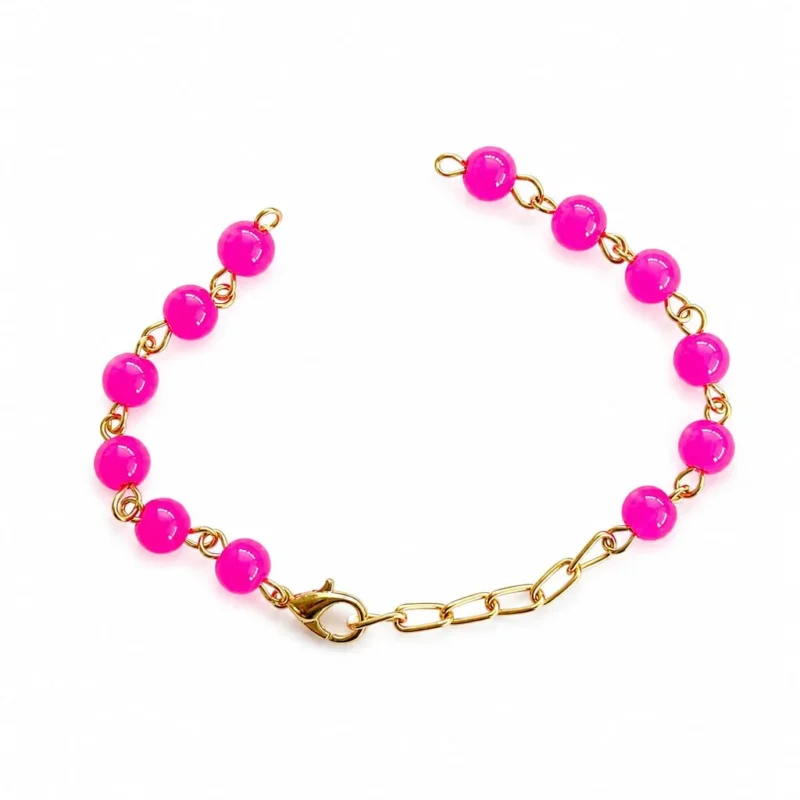 Pink Beaded Bracelet Chain for Jewelry Making