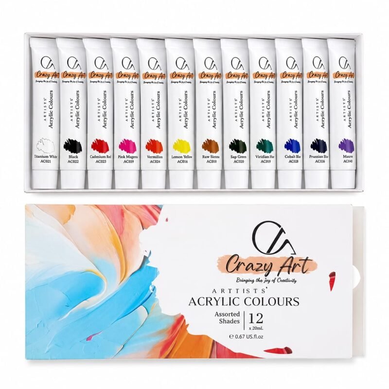 Crazy Art Acrylic Colours Assorted Shades 12 | 20ml Each