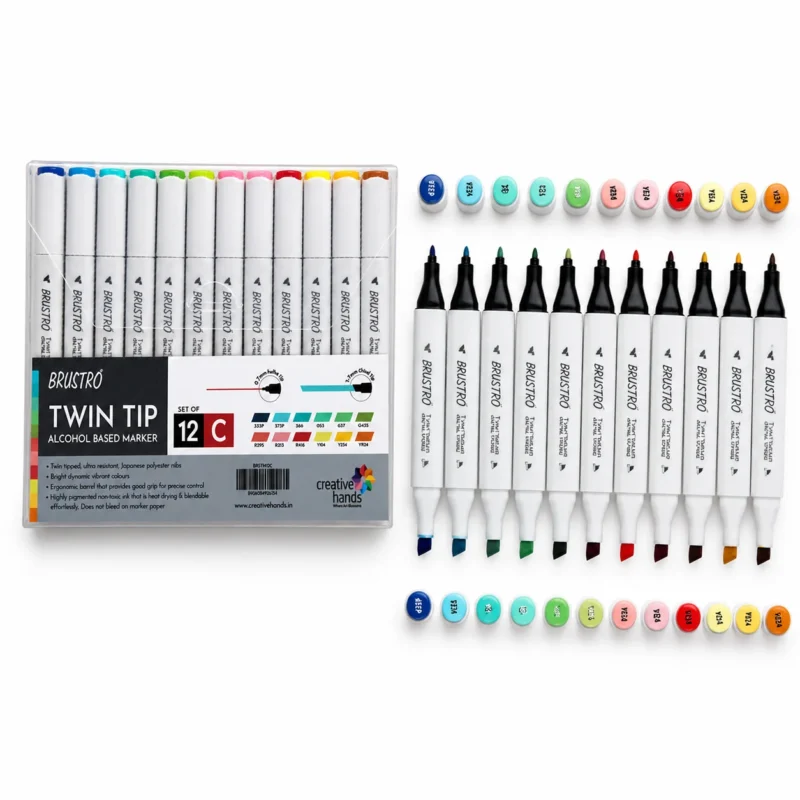 Brustro Twin Tip Alcohol Based Basic Marker Set