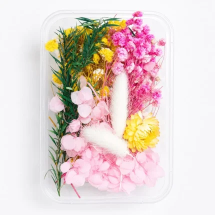 Yellow with Pink Dried Flower Box for Resin Art