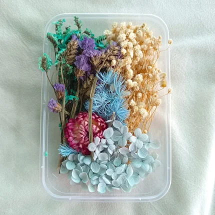 White & Sea Green Shade Dry Flower Box for Resin Art & DIY Crafts