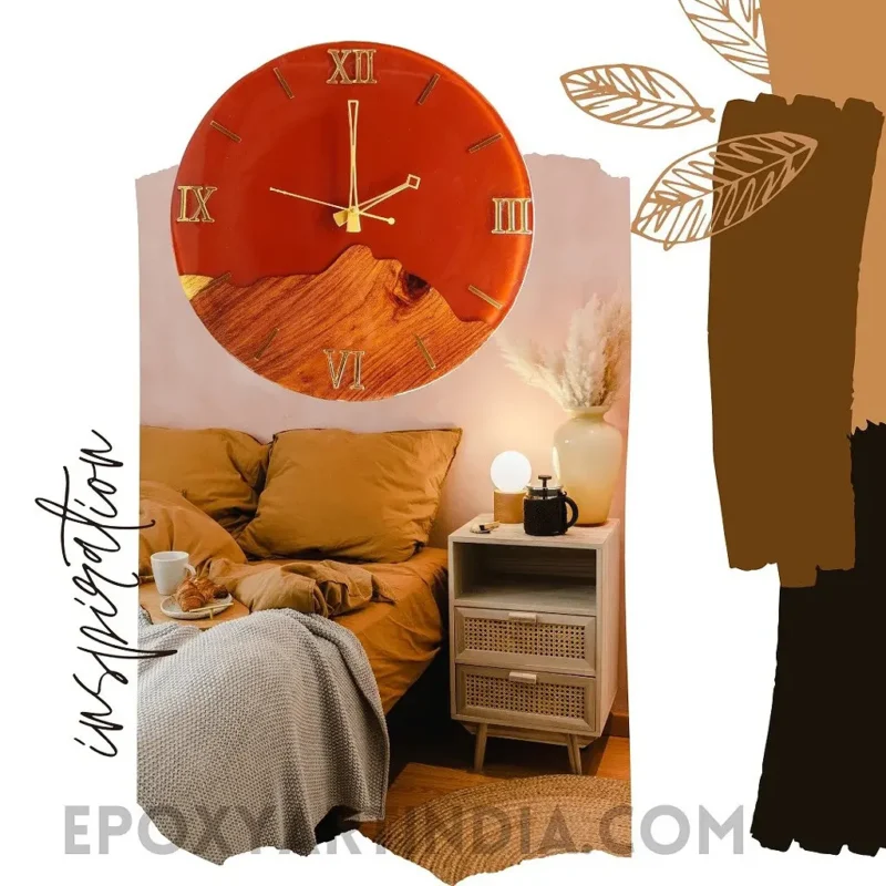 Diamond Series – Ruby Wood Resin Wall Clock
