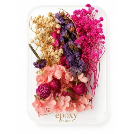Pink & White Dried Flower Box for Resin Art & DIY Crafts