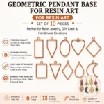 Copper Geometric Pendant Base Set for Resin Art – Mixed Shape Open Bezel Jewelry Making (Set of 10)