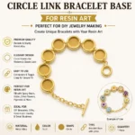 Gold Circle Link Bracelet Base for Resin Art – Round Bezel DIY Jewelry Making Bracelet