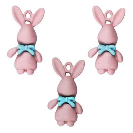 Peach Rabbit Charms for Keychains – Cute Bunny Acrylic Charms for DIY Jewelry & Accessories