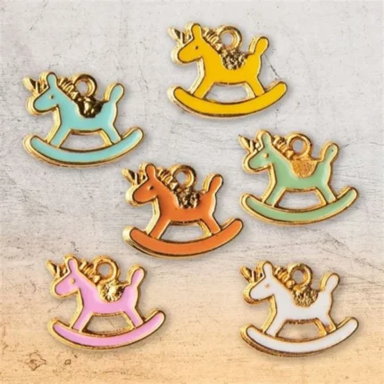 Horse Gold Jewellery Charms – Metal Horse Pendant Charms for DIY Jewelry Making (Set of 5)