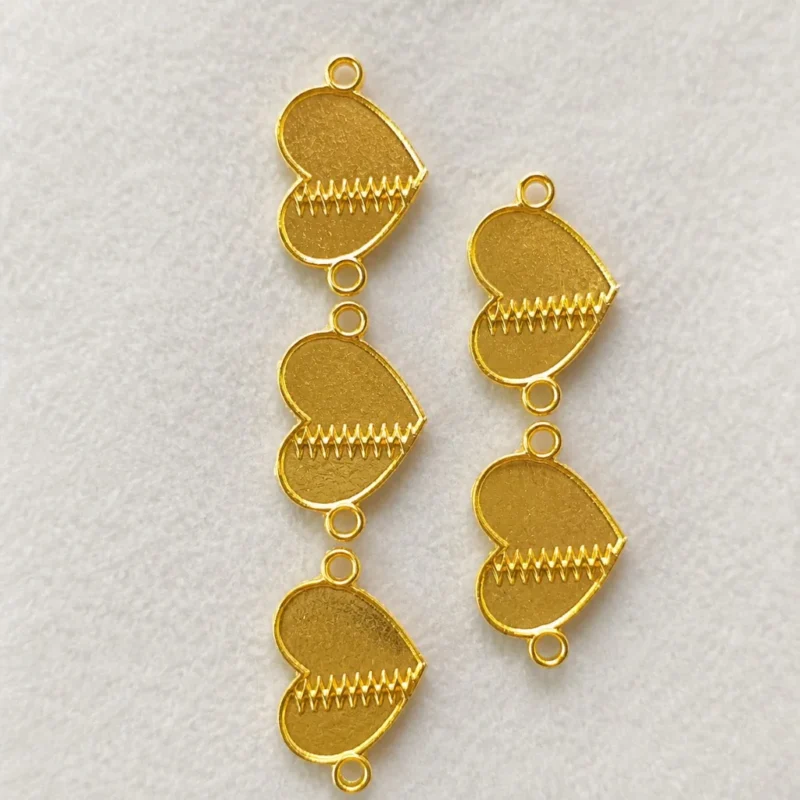 Heart Shape Gold Pendant Base for Resin Art (Set of 5)