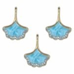 Blue Ginkgo Leaf Enamel Pendant Charms – Gold Plated Metal Charms for DIY Jewelry & Keychains