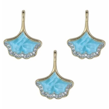 Blue Ginkgo Leaf Enamel Pendant Charms – Gold Plated Metal Charms for DIY Jewelry & Keychains