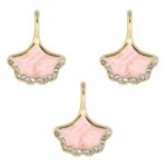 Pink Ginkgo Leaf Enamel Pendant Charms – Gold Plated Metal Charms for DIY Jewelry & Keychains