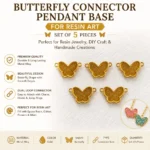 Gold Butterfly Connector Pendant Base for Resin Art – Open Bezel Jewelry Making (Set of 5)
