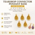 Gold Teardrop Pendant Base for Resin Art – Open Bezel Jewelry Making Supplies (Set of 5)