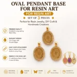 Gold Oval Pendant Base for Resin Art – Open Bezel Jewelry Making Supplies (Set of 3)
