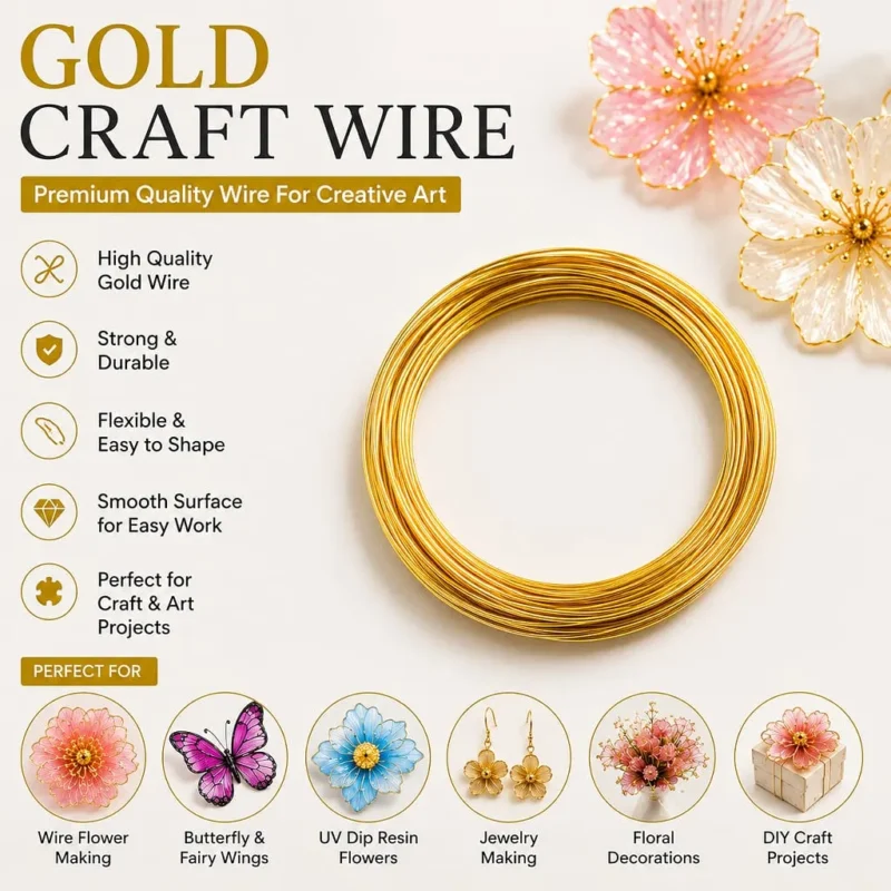 Gold Craft Wire for UV Dip Resin Flowers