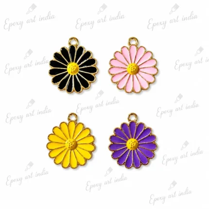 Daisy Flower Enamel Charms for Jewelry Making Set of 3