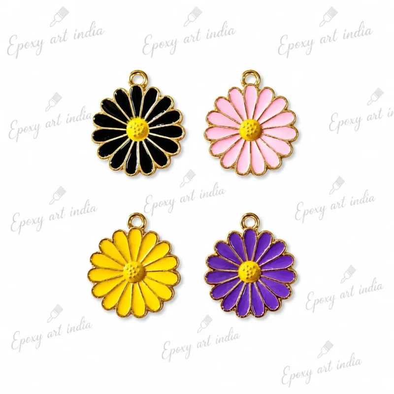 Daisy Flower Enamel Charms for Jewelry Making Set of 3